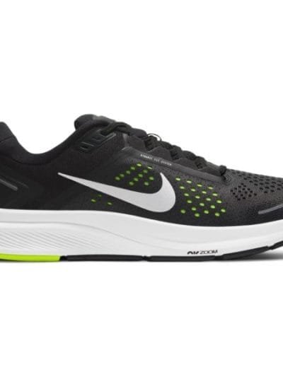 Fitness Mania - Nike Air Zoom Structure 23 - Mens Running Shoes - Black/Metallic Silver/Volt