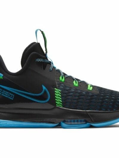 Fitness Mania - Nike Lebron Witness V - Mens Basketball Shoes - Black/Green Strike/Light Blue/Lagoon Pulse