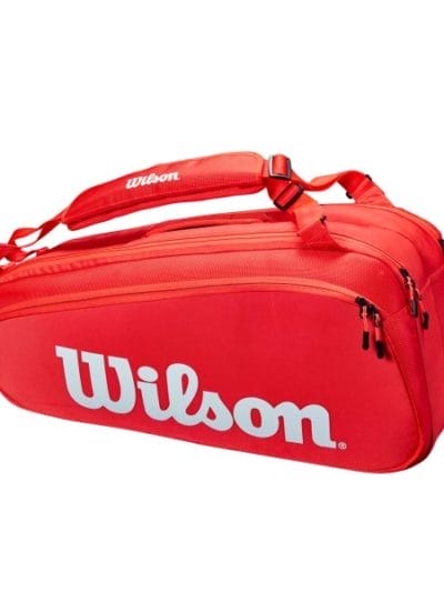 Fitness Mania - Wilson Super Tour 6 Pack Tennis Racquet Bag - Red/White