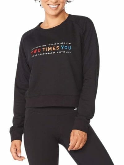 Fitness Mania - 2XU Form Crop Crew Womens Sweatshirt - Black/High Risk Red