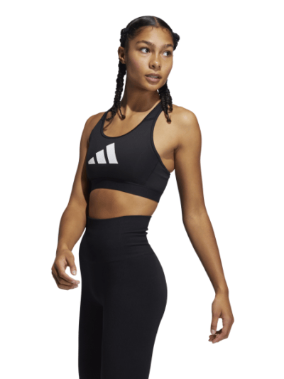 Fitness Mania - Adidas Don't Rest 3 Bars Womens Sports Bra - Black/Grey/White