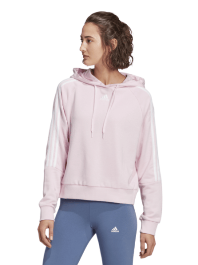 Fitness Mania - Adidas Essentials 3-Stripes Crop Womens Hoodie - Clear Pink