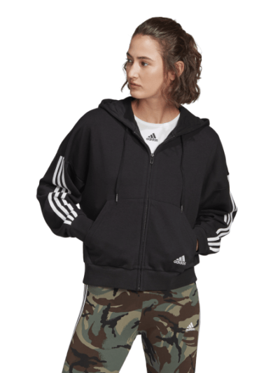 Fitness Mania - Adidas Essentials Cut 3-Stripes Full Zip Womens Hoodie - Black