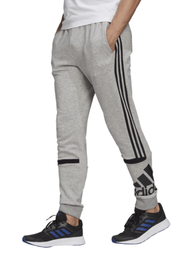 Fitness Mania - Adidas Essentials Logo Colourblock Cuff Mens Track Pants - Medium Grey Heather