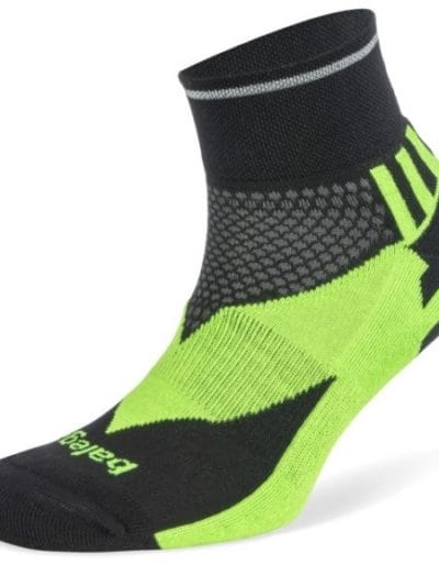 Fitness Mania - Balega Enduro Reflective Quarter Running Socks - Black/Neon Green