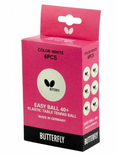 Fitness Mania - Butterfly Easy Ball 40+ Table Tennis Balls - 6 Pack - White