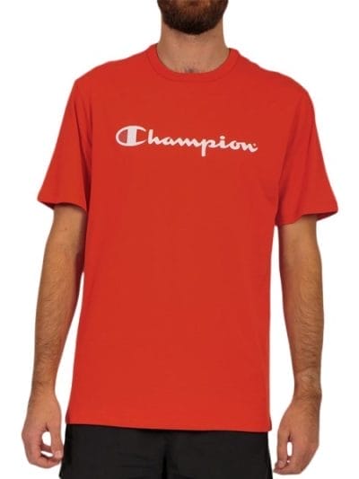 Fitness Mania - Champion Script Mens Short Sleeve T-Shirt - Vermilion Red