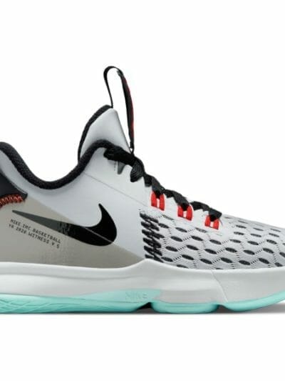 Fitness Mania - Nike Lebron Witness V PS - Kids Basketball Shoes - Pure Platinum/Black/Chile Red/Light Dew