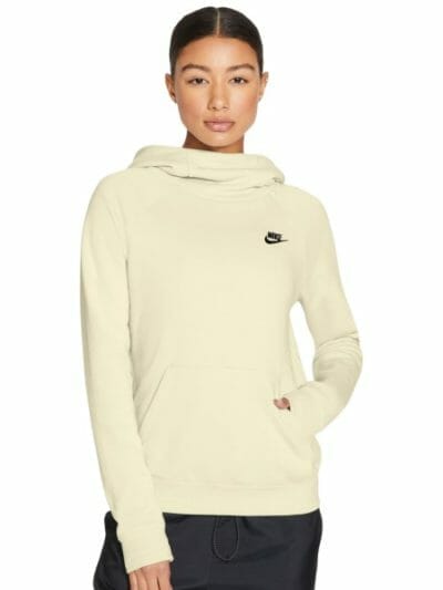Fitness Mania - Nike Sportswear Essential Fleece Funnel-Neck Womens Hoodie - Coconut Milk/Black