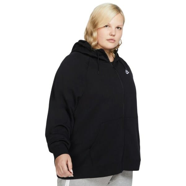 Fitness Mania - Nike Sportswear Essential Full Zip Womens Hoodie - Plus Size - Black/White