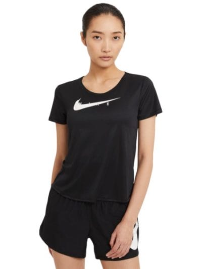 Fitness Mania - Nike Swoosh Run Womens Running T-Shirt - Black/White