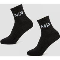 Fitness Mania - MP Women's Core Crew Socks (2 Pack) Black  - UK 3-6