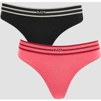 Fitness Mania - MP Women's Limited Edition Impact Essentials Thong (2 Pack) - Black/Pink - L