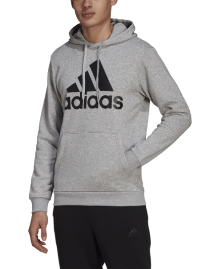 Fitness Mania - Adidas Essentials Fleece Big Logo Mens Hoodie - Medium Grey Heather/Black