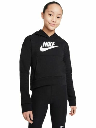 Fitness Mania - Nike Sportswear Club Fleece Kids Girls Hoodie - Black/White