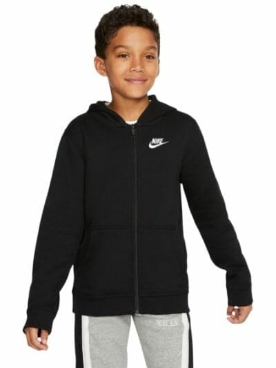 Fitness Mania - Nike Sportswear Club Full Zip Kids Hoodie - Black/White