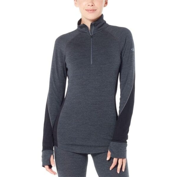 Fitness Mania - Icebreaker 260 Zone Half Zip Jacket Womens Jet Heather Black