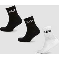 Fitness Mania - MP Women's Crew Socks - Black/White (3 Pack) - UK 3-6