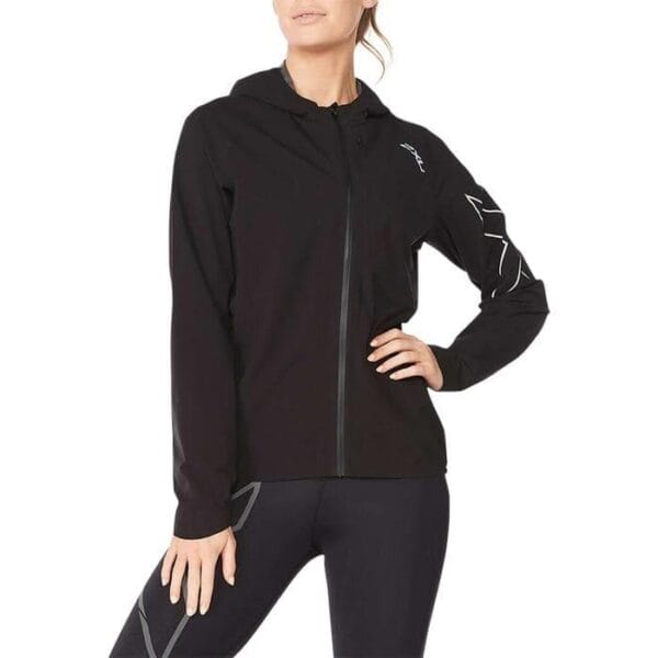 Fitness Mania - 2Xu Light Speed Waterproof Jacket Womens Black Silver Reflective