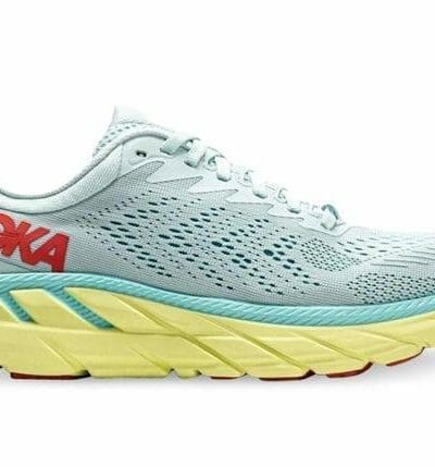 Fitness Mania - Hoka One One Clifton 7 (D) Womens Morning Mist Hot Coral