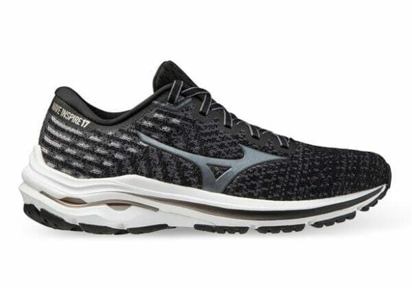 Fitness Mania - Mizuno Wave Inspire 17 Waveknit Womens Black Platinum Gold Shadow