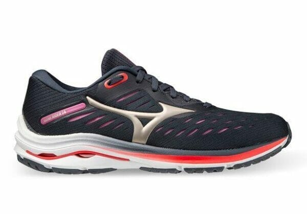 Fitness Mania - Mizuno Wave Rider 24 Womens India Ink Gold Red