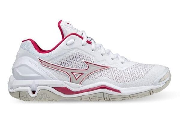 Fitness Mania - Mizuno Wave Stealth V Netball Womens White Sand Red