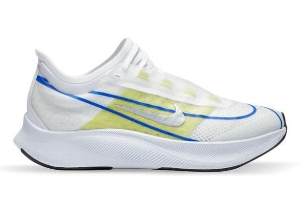 Fitness Mania - Nike Zoom Fly 3 Womens White Metallic Silver Racer Blue Cyber