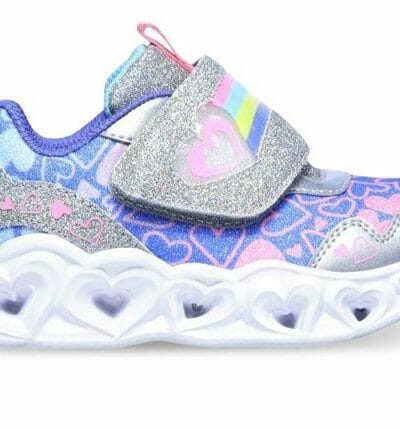Fitness Mania - Skechers Heart Lights Lovie Dovie (Td) Kids Silver Multi
