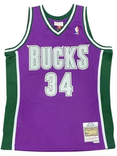 Fitness Mania - Mitchell & Ness Milwaukee Bucks Ray Allen 2001-02 Away NBA Swingman