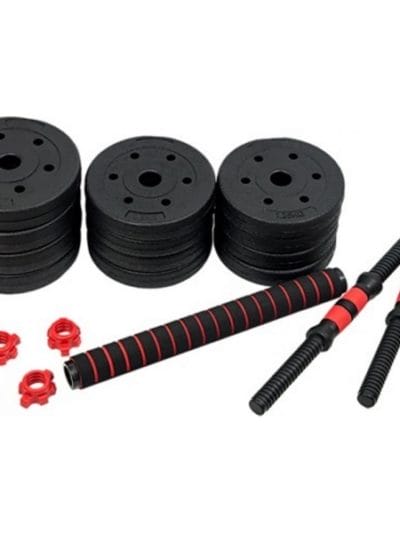 Fitness Mania - Dumbbell & Barbell Adjustable Rubber Weight Set - 20kg