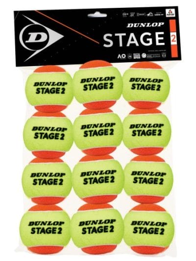 Fitness Mania - Dunlop Stage 2 Orange Tennis Ball - 12 Pack