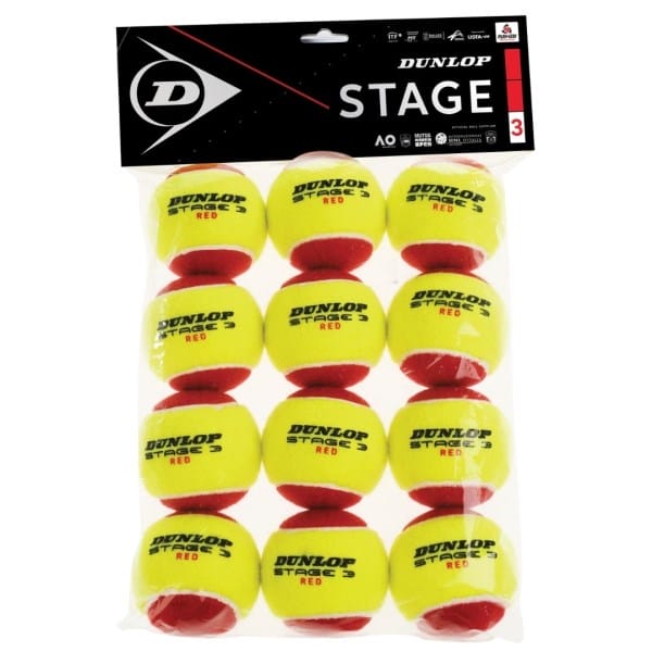 Fitness Mania - Dunlop Stage 3 Red Tennis Ball - 12 Pack