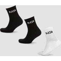 Fitness Mania - MP Men's Crew Socks - Black/White (3 Pack) - UK 6-8