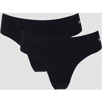 Fitness Mania - MP Women's No VPL Seamless Thong (2 Pack) - Black/Black - S