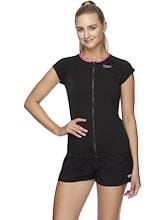 Fitness Mania - Speedo Women's Cap Sleeve Sun Top Black Neon