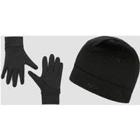 Fitness Mania - MP Running Beanie and Reflective Gloves Bundle - Black - L/XL