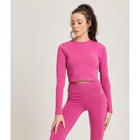 Fitness Mania - MP Women's Rest Day  Body Fit Long Sleeve Crop T-Shirt - Sangria  - XXS