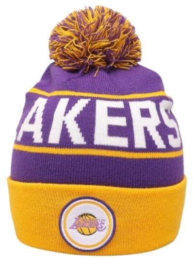 Fitness Mania - Mitchell & Ness Los Angeles Lakers Team Pom Basketball Beanie