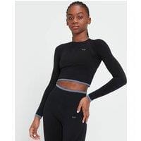 Fitness Mania - MP Women's Adapt Seamless Long Sleeve Crop Trop - Black - XS