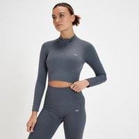 Fitness Mania - MP Women's Tempo Seamless 1/4 Zip Crop Top - Graphite - L