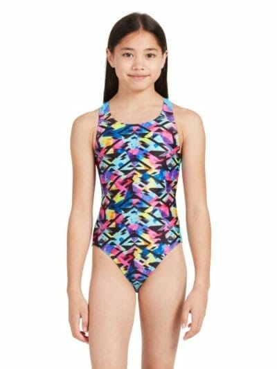 Fitness Mania - Zoggs Neon Cracker Flyback Kids Girls One Piece Swimsuit