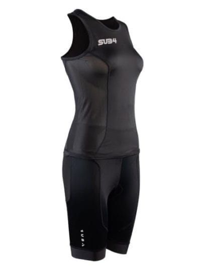 Fitness Mania - Action Womens BLACK Triathlon Singlet & Shorts - 2 Piece Set