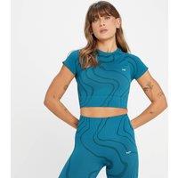 Fitness Mania - MP Women's Tempo Wave Seamless Crop Top - Teal Blue - L