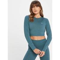 Fitness Mania - MP Women's Rest Day Body Fit Long Sleeve Crop T-Shirt - Smoke Blue - XL